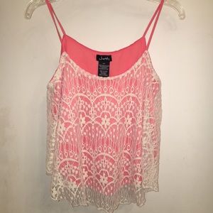 Coral Lace Crop Top